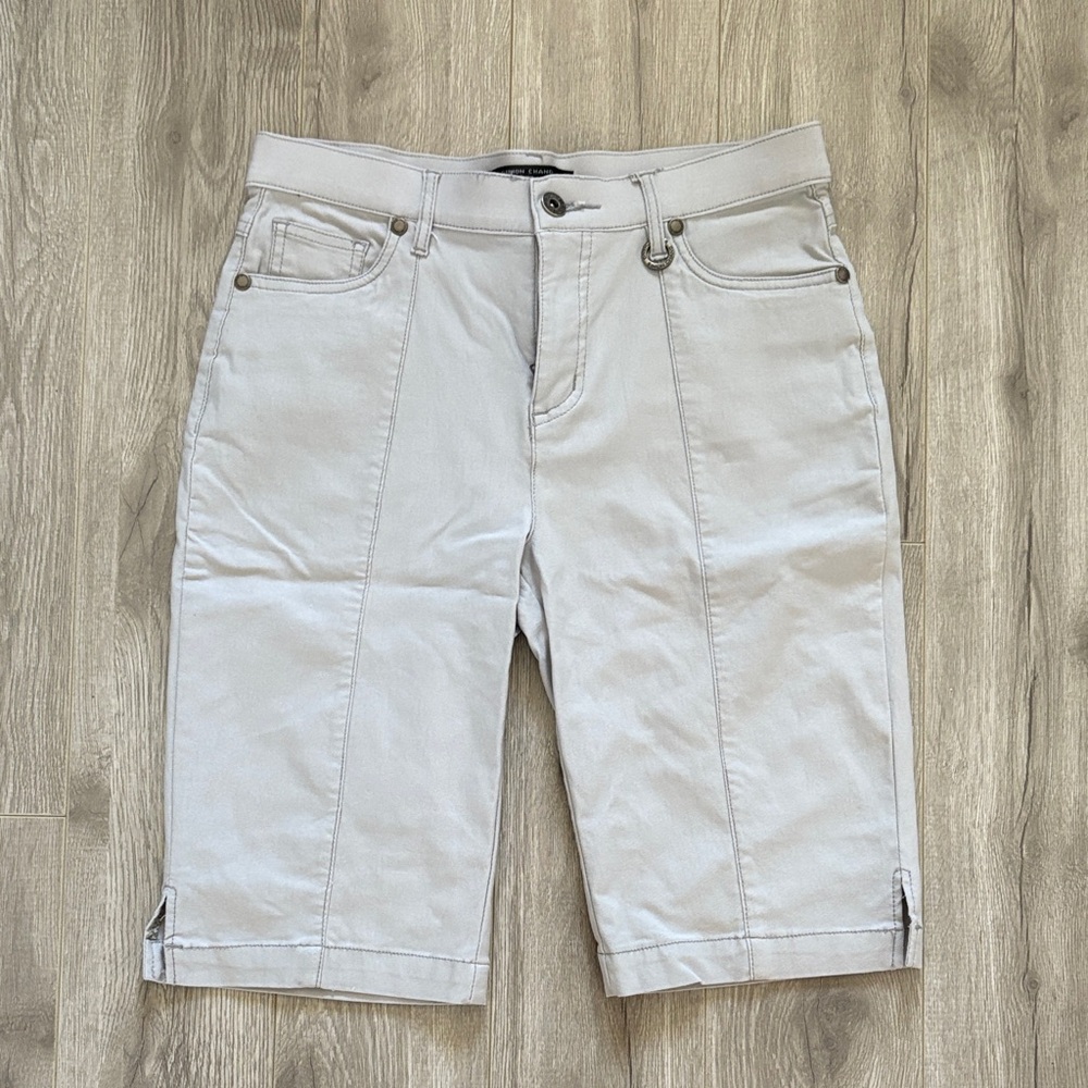 Simon Chang Soft Gray Women's Flat Front Shorts